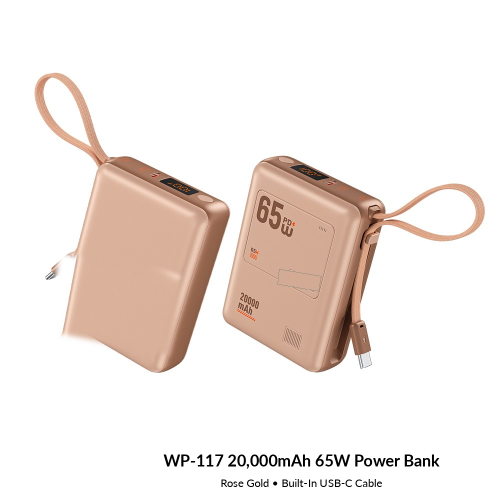 Meenova WP-117 20,000mAh 65W USB-C Power Bank with Detachable Cable, LED Display & 40W Fast Recharging