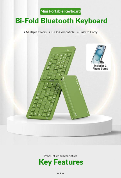 Meenova 67-Key Dual-Fold Bluetooth Keyboard, 3-Device Rechargeable Travel Keyboard with Phone Stand for iOS, Android, Windows & Mac