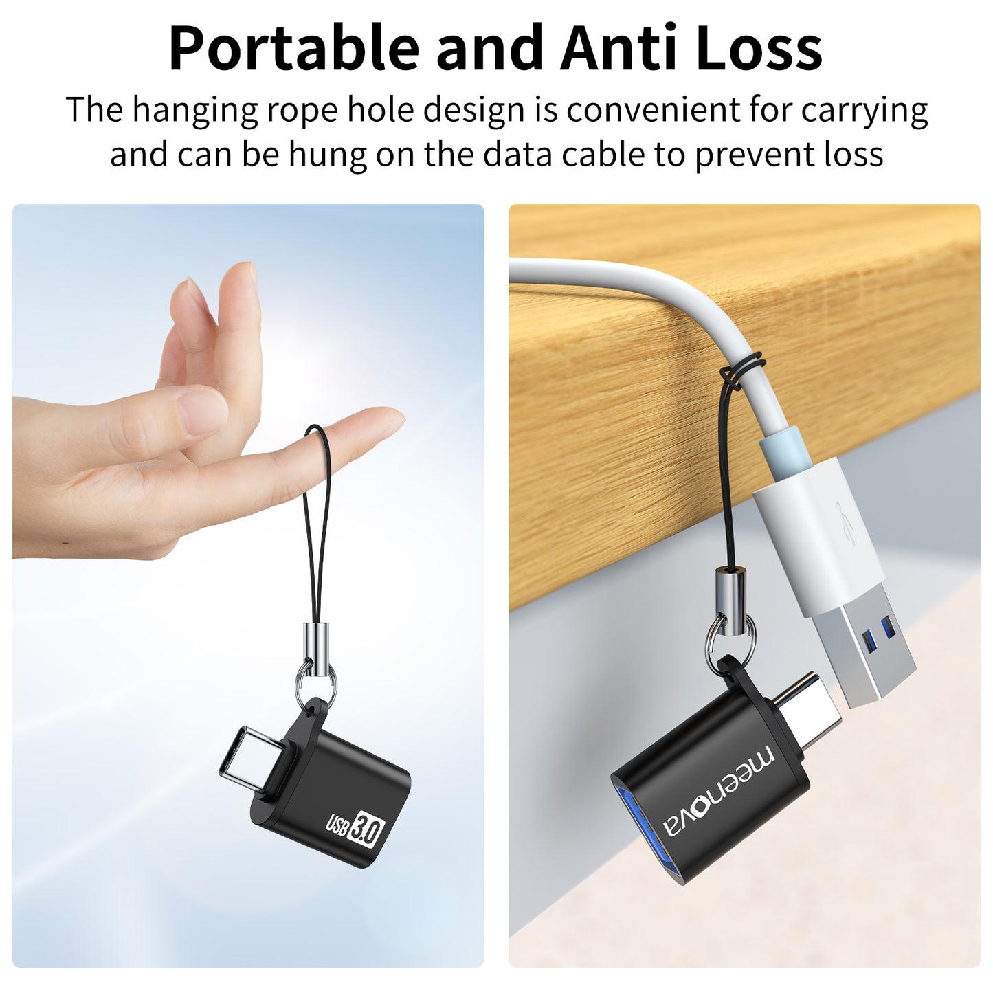 Lightning to USB C Adapter (USB-A to USB-C Male Adapter, Lanyards)