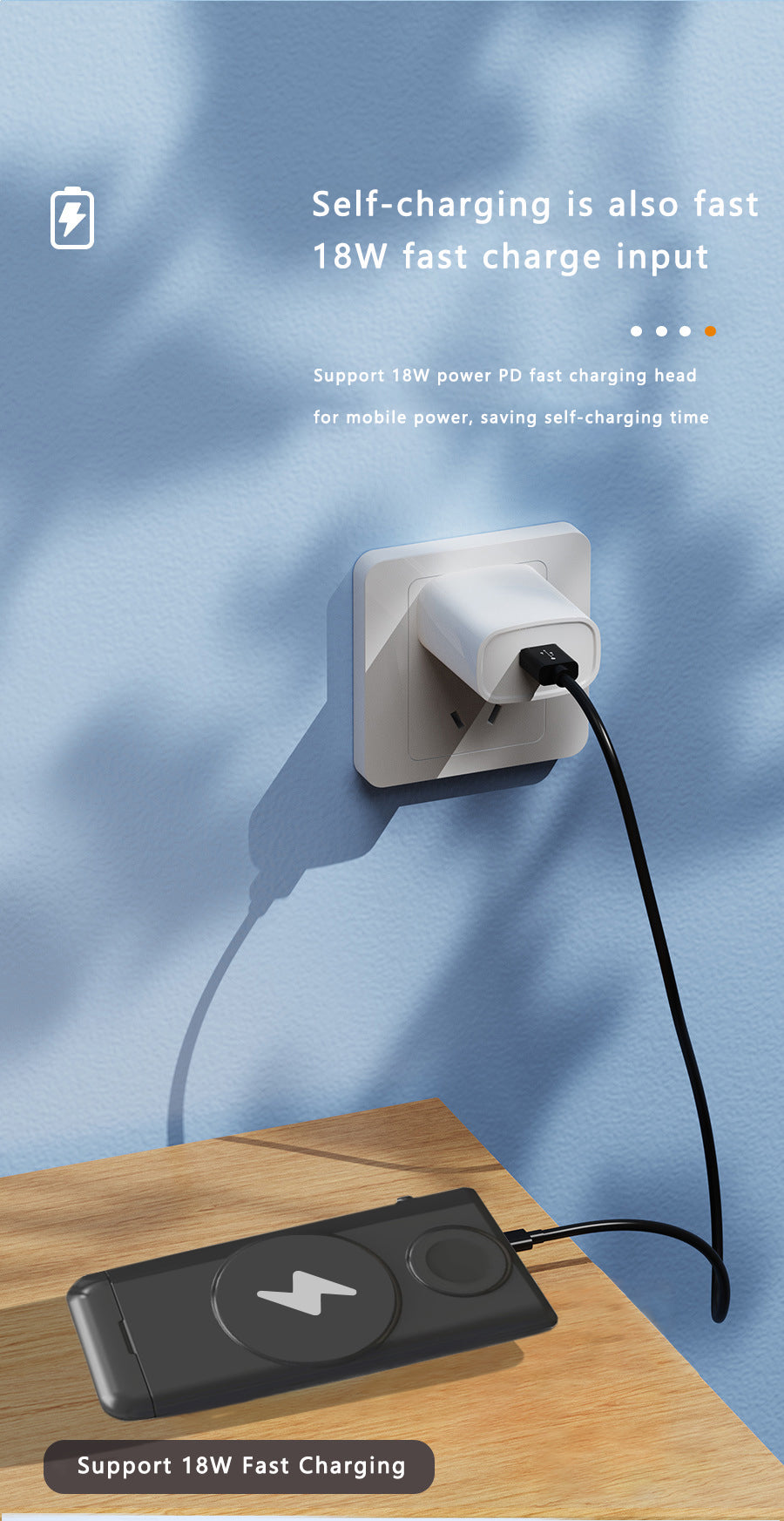 Meenova 4-in-1 multifunctional magnetic wireless charging Mobile Power Supply for Mobile Phone Watch Headset.