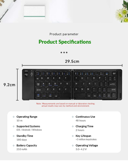 Meenova 67-Key Dual-Fold Bluetooth Keyboard, 3-Device Rechargeable Travel Keyboard with Phone Stand for iOS, Android, Windows & Mac