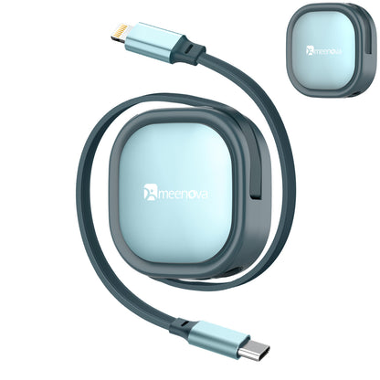 Retractable 27W USB-C to Lightning PD Fast Charging Cable, 4-Stage Length