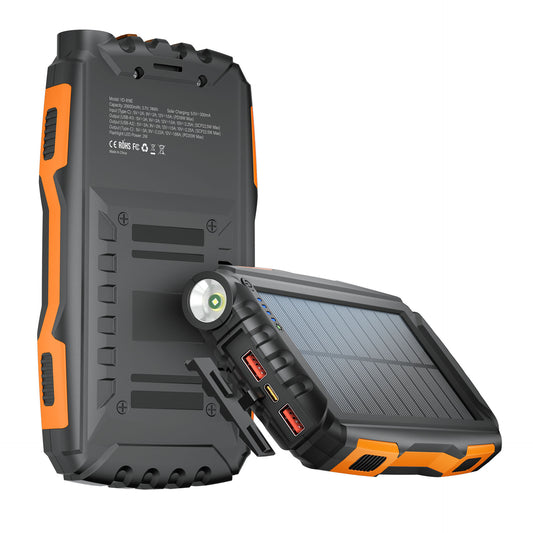 Meenova 20,000mAh Solar Power Bank with 22.5W SCP, 20W USB-C PD, IP55 Water Resistance, Flashlight & 3-Device Charging
