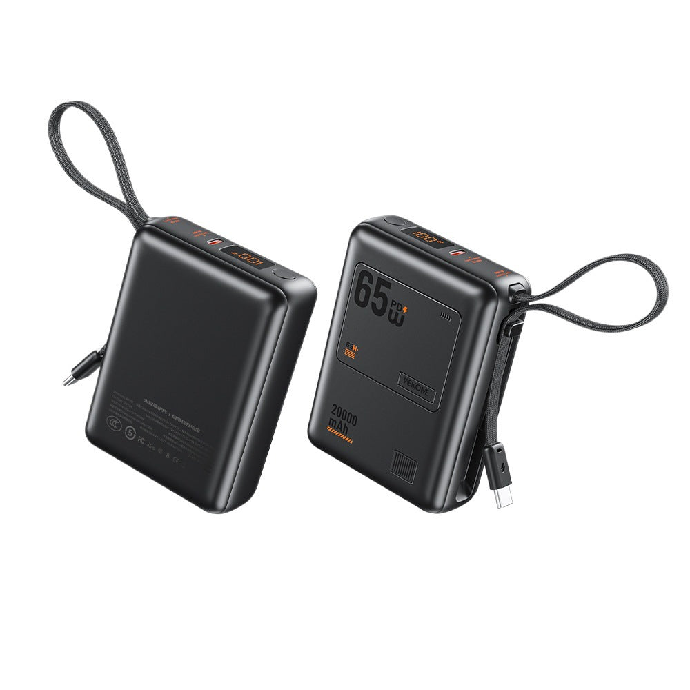 Meenova WP-117 20,000mAh 65W USB-C Power Bank with Detachable Cable, LED Display & 40W Fast Recharging, Portable Charger for iPhone 18 Pro Max, iPhone Duo, Laptop & Tablet