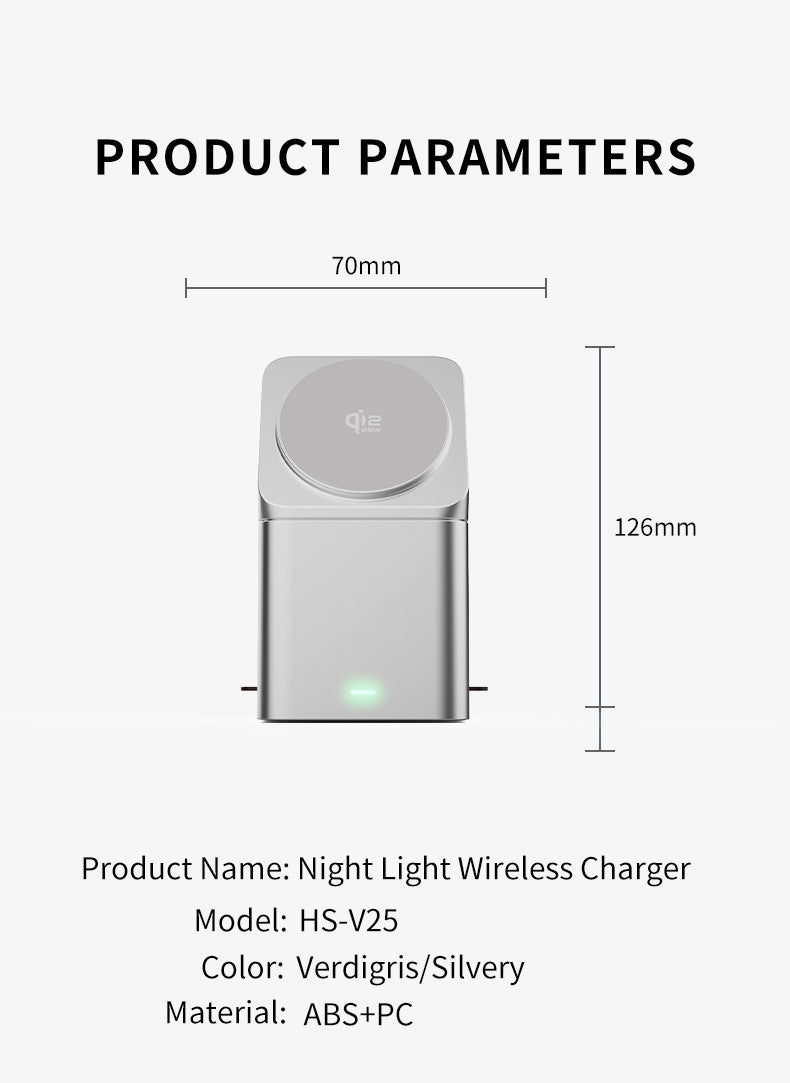 Meenova Qi2 25W MagSafe Compatible Wireless Charger with Smart Lift Night Light, 3-in-1 Charging Station for iPhone 18 Pro Max, iPhone Duo & Samsung