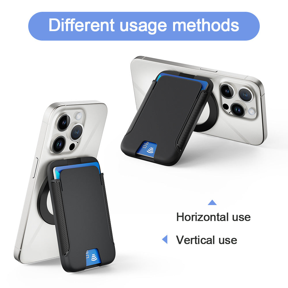 MagSafe Wallet Stand for iPhone 16, 3-Card Holder with Adjustable 15°-175° Rotation, Strong Magnetic Phone Card Case, Black