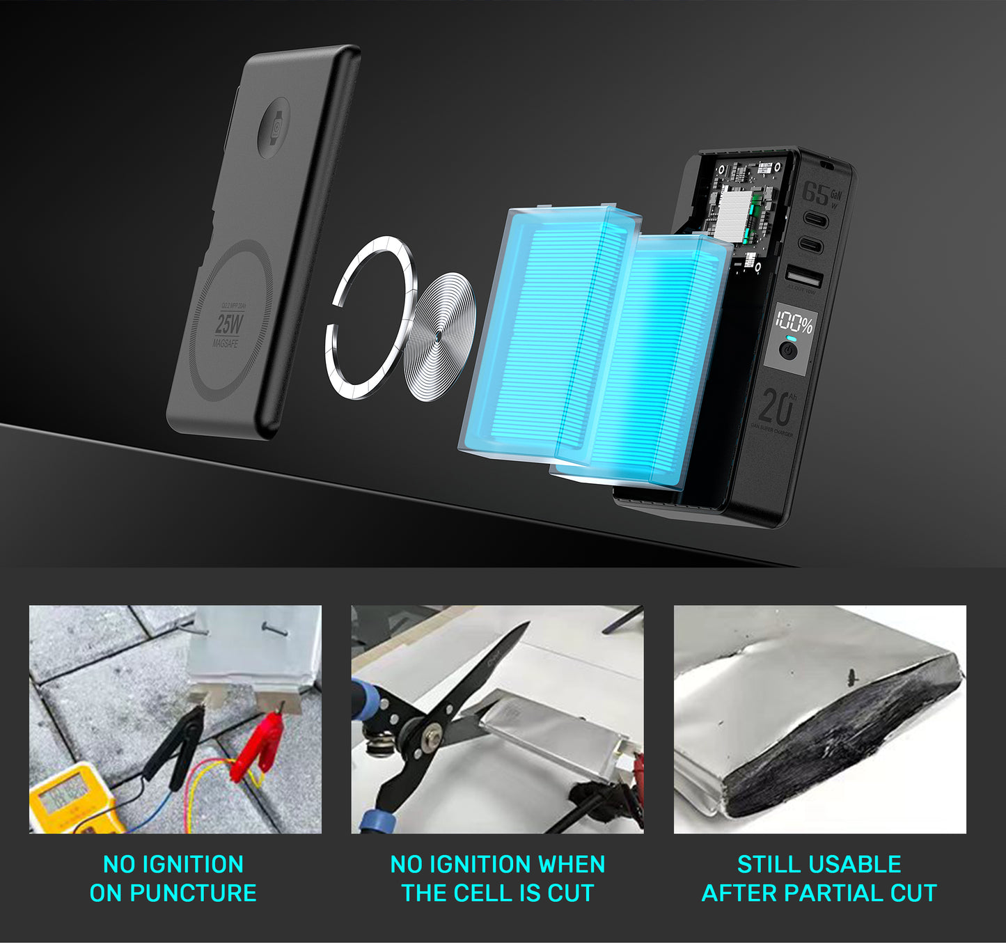 SolidPower T20 6-in-1 Qi2 Magnetic Power Bank & 65W GaN Travel Charger, 20,000mAh