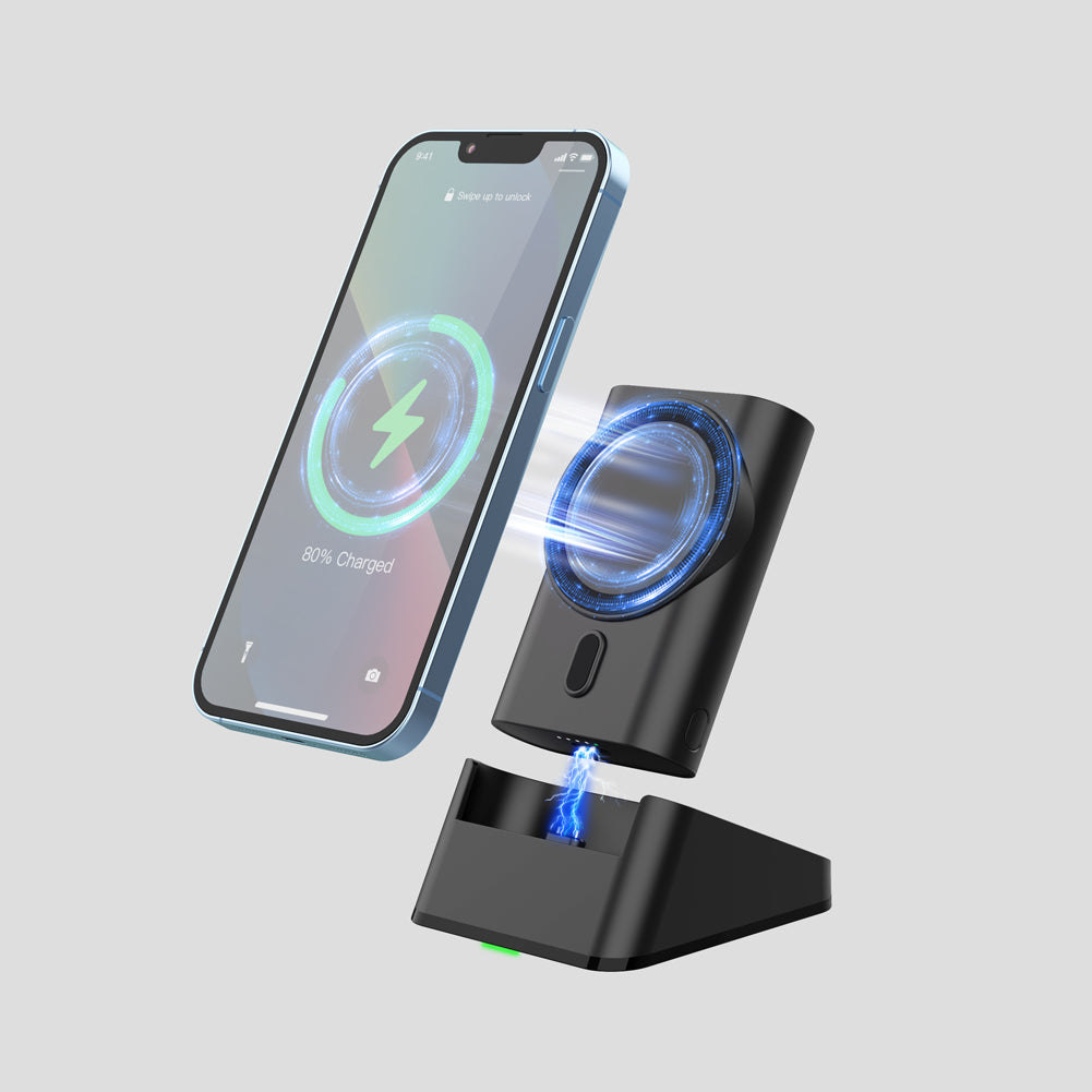 Meenova 3-in-1 Magnetic Wireless Charging Power Bank 5200mAh with Dock & Built-in Type-C Cable