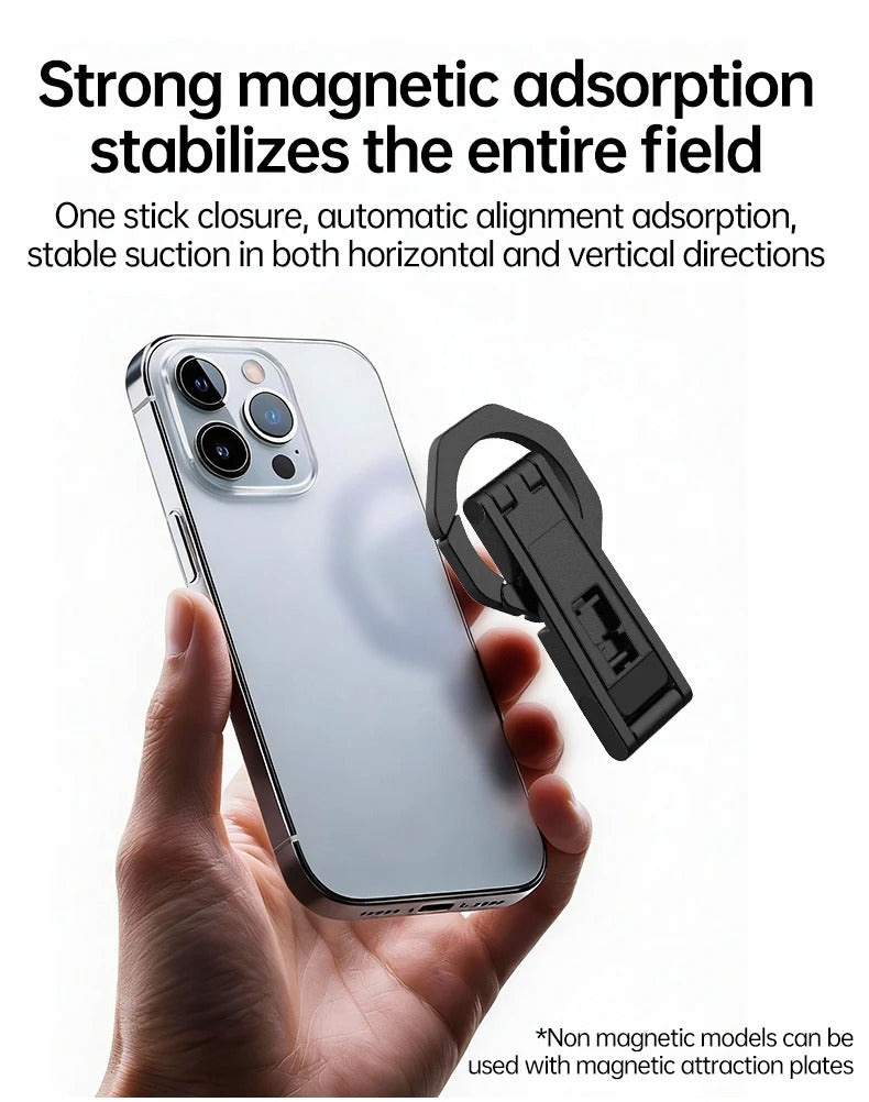 Meenova Foldable Magnetic Phone Tripod, Dual-Sided Magnet Zinc Alloy MagSafe Phone Holder, Pocket-Sized Portable Phone Stand for Live Streaming, Vlogging, Travel, Gym