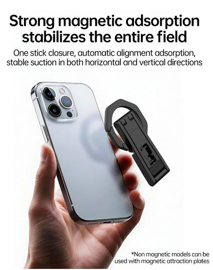 Meenova Foldable Magnetic Phone Tripod, Dual-Sided Magnet Zinc Alloy MagSafe Phone Holder, Pocket-Sized Portable Phone Stand for iPhone 18 Pro Max, iPhone Duo & Magnetic Phones, Live Streaming, Vlogging, Travel, Gym