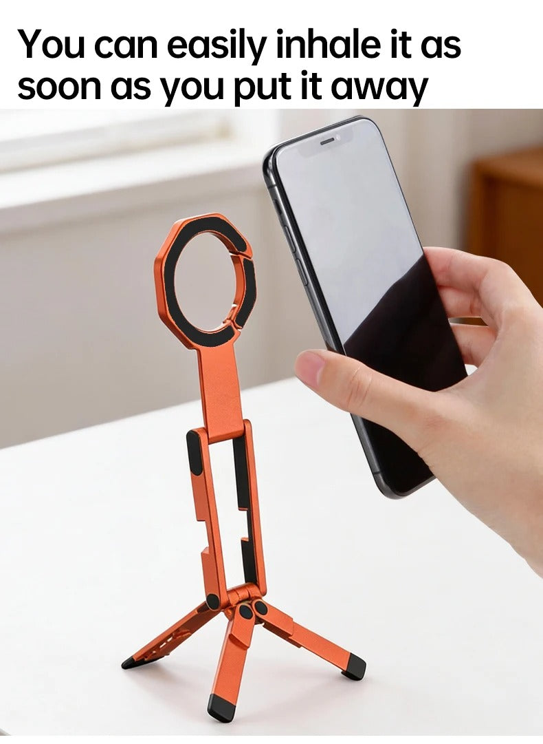 Meenova Foldable Magnetic Phone Tripod, Dual-Sided Magnet Zinc Alloy MagSafe Phone Holder, Pocket-Sized Portable Phone Stand for Live Streaming, Vlogging, Travel, Gym
