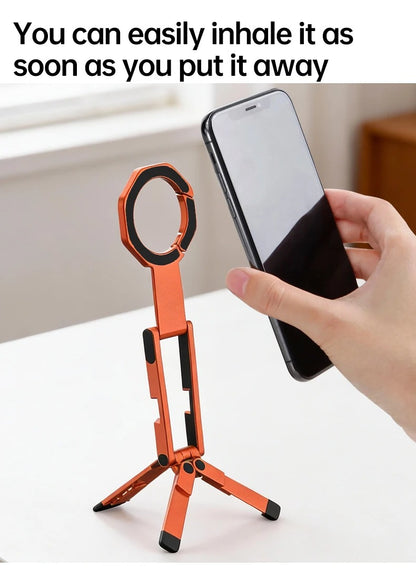 Meenova Foldable Magnetic Phone Tripod, Dual-Sided Magnet Zinc Alloy MagSafe Phone Holder, Pocket-Sized Portable Phone Stand for iPhone 18 Pro Max, iPhone Duo & Magnetic Phones, Live Streaming, Vlogging, Travel, Gym