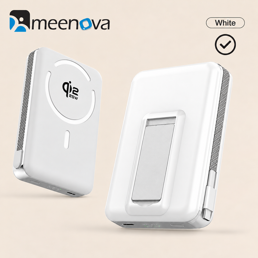 Meenova Qi2.2 25W Magnetic Power Bank 10000mAh with 35W PD Fast Charging, Detachable USB-C Cable & Kickstand