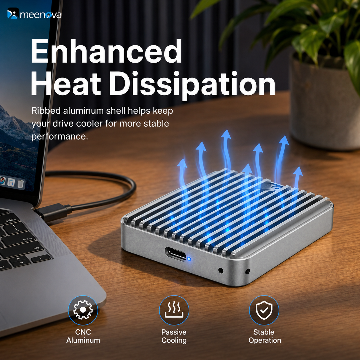meenova M23 M.2 2230 SSD Enclosure – 10Gbps USB 3.2 Gen 2, NVMe / NVMe + SATA NGFF, Aluminum External SSD Case, Up to 4TB