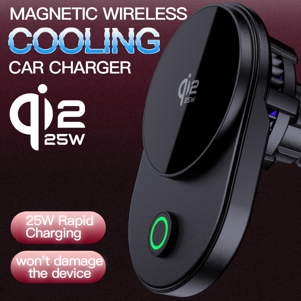 Meenova Qi2.2 25W Magnetic Wireless Car Charger with Active Cooling, 360° Rotating Mount & Strong Magnetic Hold