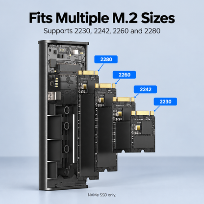 Meenova USB4 40Gbps M.2 NVMe SSD Enclosure with Cooling Fan, Tool-Free Aluminum Alloy & ABS Housing, Supports 2230/2242/2260/2280 and Up to 8TB