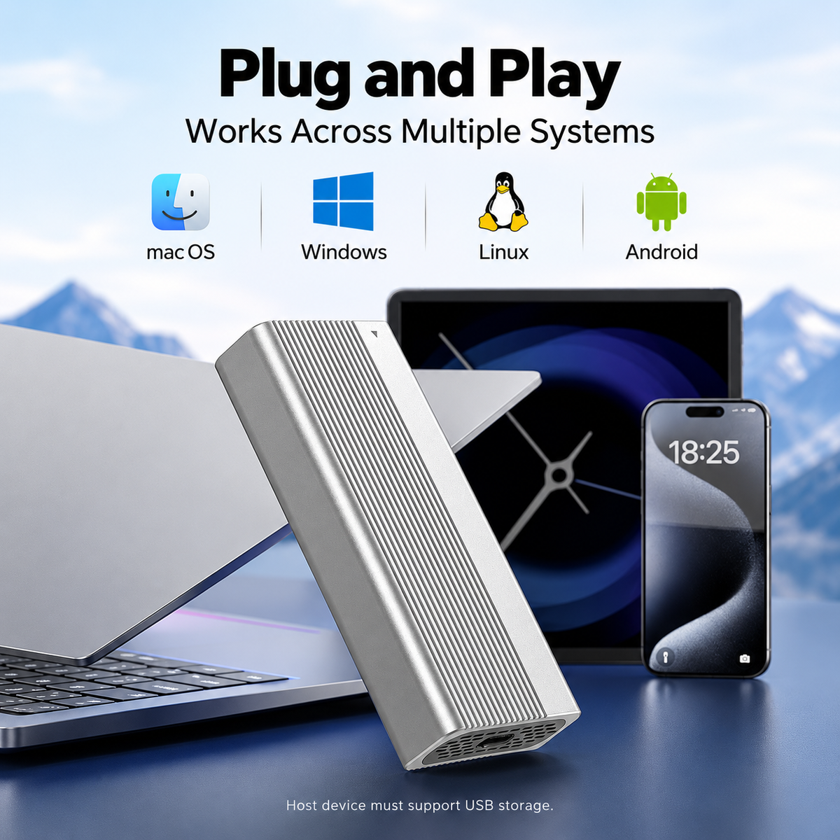 Meenova USB4 40Gbps M.2 NVMe SSD Enclosure with Cooling Fan, Tool-Free Aluminum Alloy & ABS Housing, Supports 2230/2242/2260/2280 and Up to 8TB