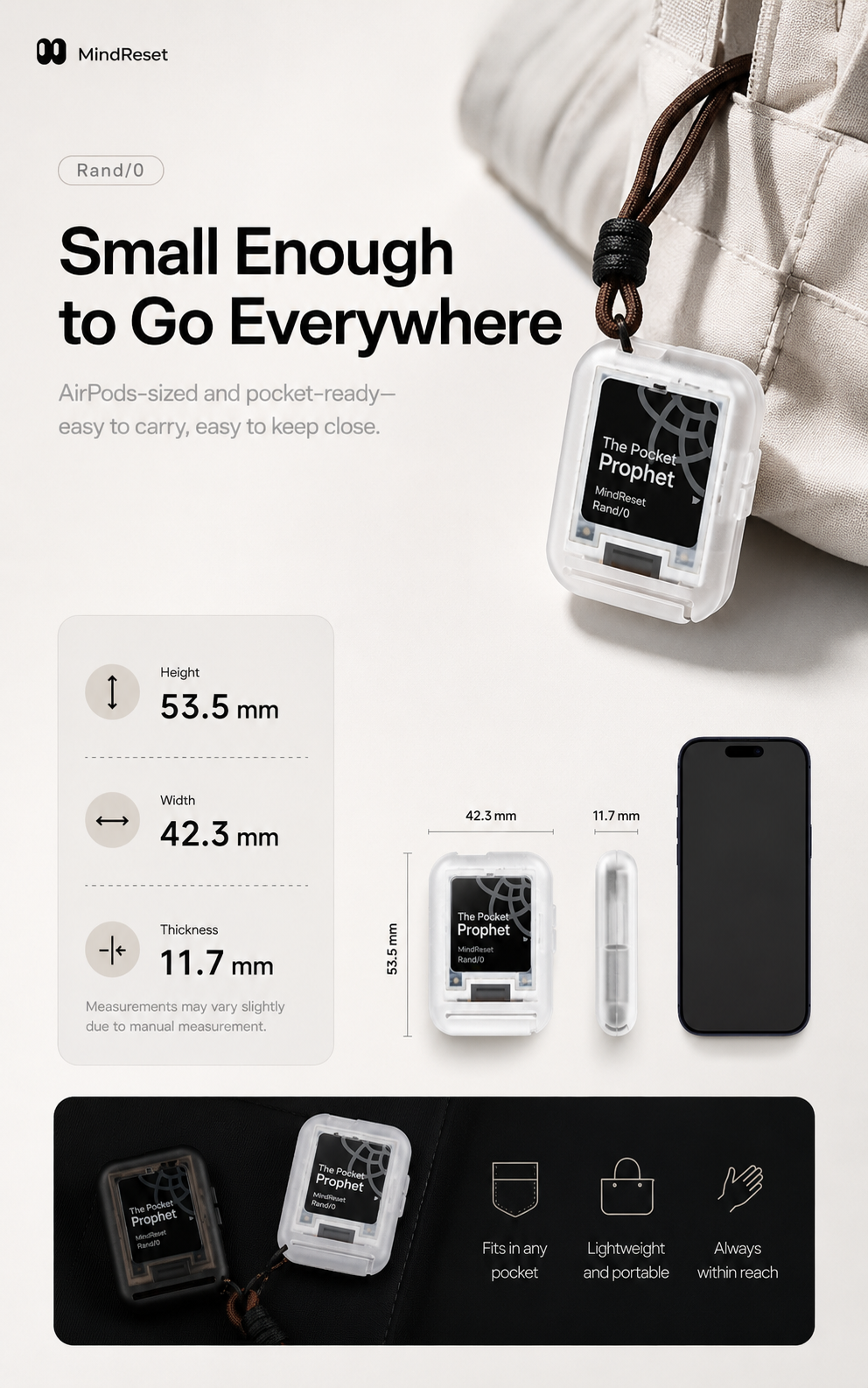 Meenova MindReset Rand/0 Pocket Prophet – E-Ink Decision Companion