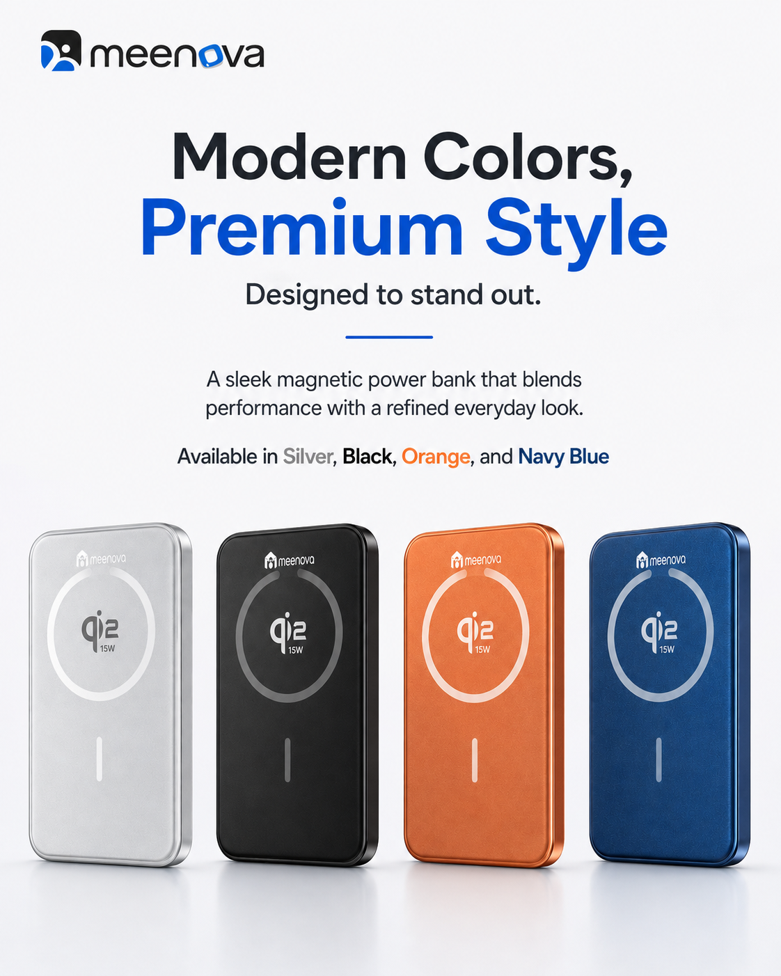 Meenova Qi2.2 25W Ultra-Slim Magnetic Power Bank – 35W USB-C Fast Charging, 5000mAh/10000mAh