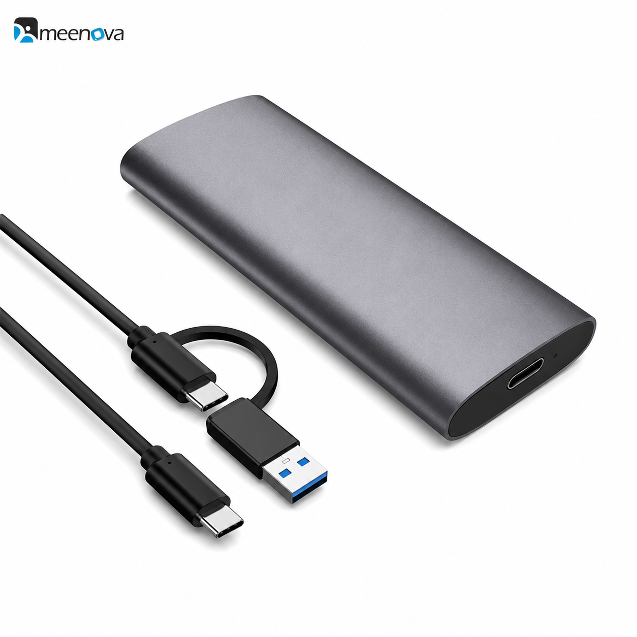 Meenova Tool-Free USB-C M.2 SSD Enclosure – Aluminum External Case for NGFF SATA or NVMe SSD