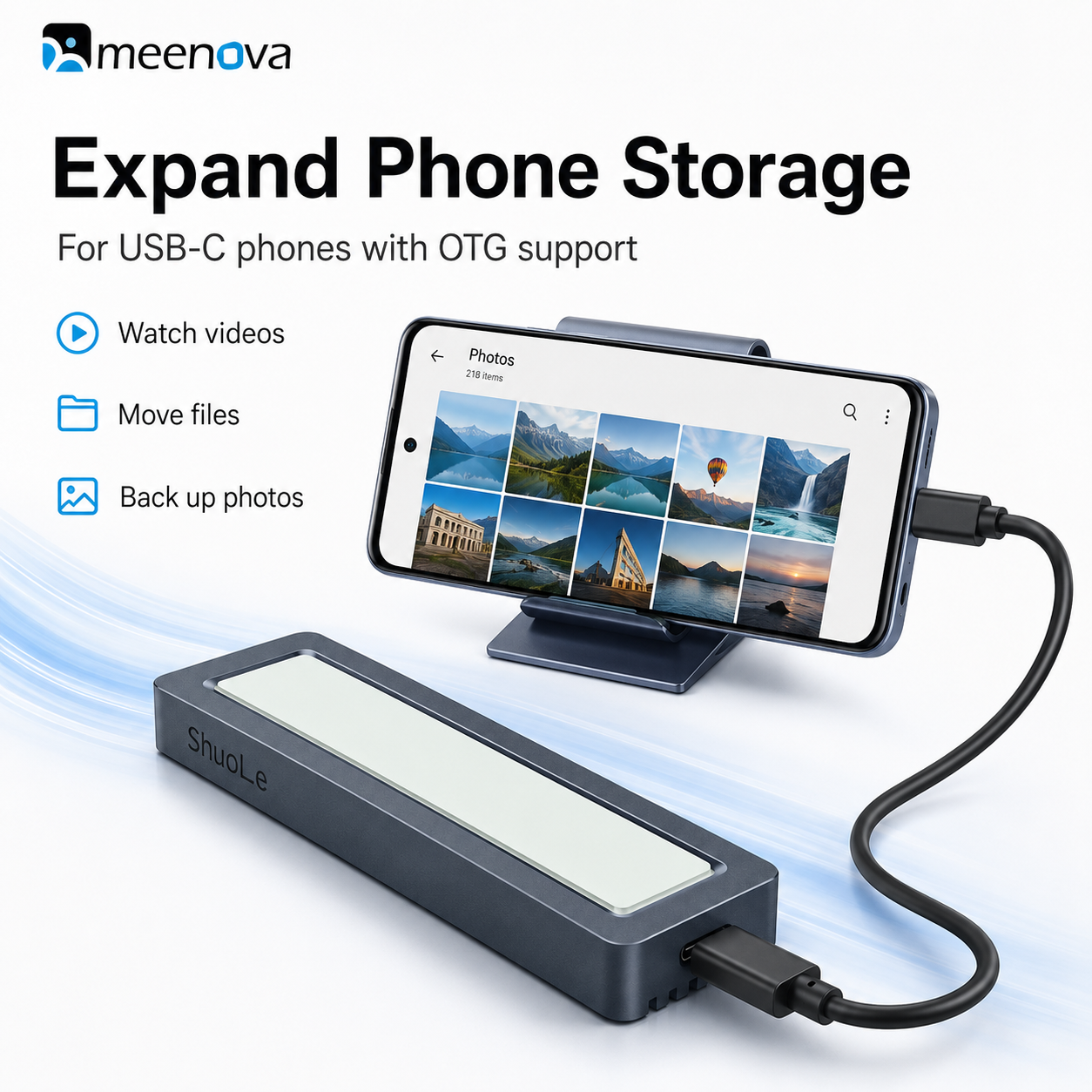 Meenova Smart M.2 NVMe/SATA SSD Enclosure with Display, USB 3.2 Gen 2 10Gbps