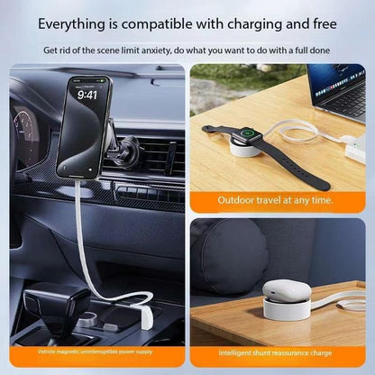 Meenova Portable 3-in-1 wireless charger for iPhone 18 & iPhone 17 16 15 14 pro max ultra-thin magnetic suction base MagSafe Apple 13 mobile phone apple Watch watch headset airpods car universal