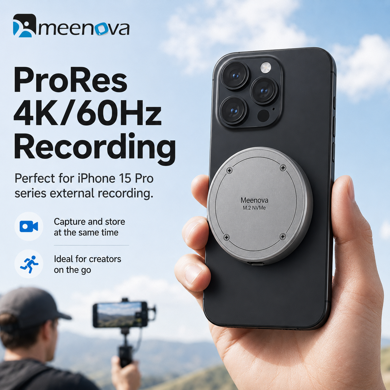 Meenova M.2 NVMe Magnetic SSD Enclosure – 10Gbps USB-C, 2230/2242 SSD, Up to 2TB