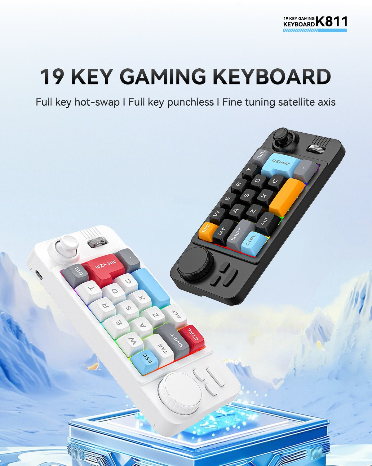 Meenova K811 19-Key Wired Mechanical Macro Keypad with Hot-Swappable Switches, Programmable Knob, Joystick, Scroll Wheel & RGB Lighting