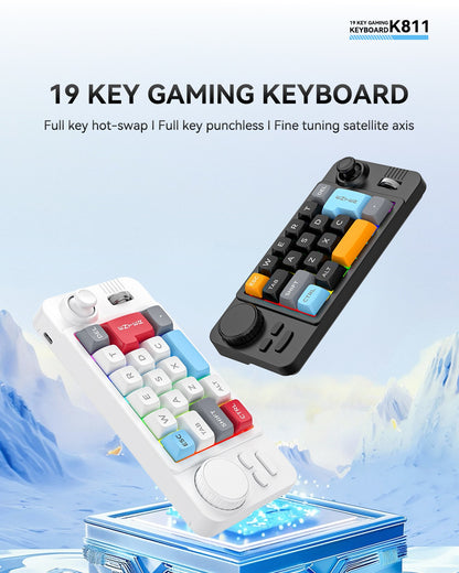 Meenova K811 19-Key Wired Mechanical Macro Keypad with Hot-Swappable Switches, Programmable Knob, Joystick, Scroll Wheel & RGB Lighting