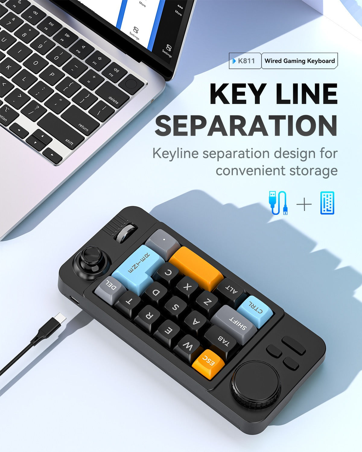 Meenova K811 19-Key Wired Mechanical Macro Keypad with Hot-Swappable Switches, Programmable Knob, Joystick, Scroll Wheel & RGB Lighting