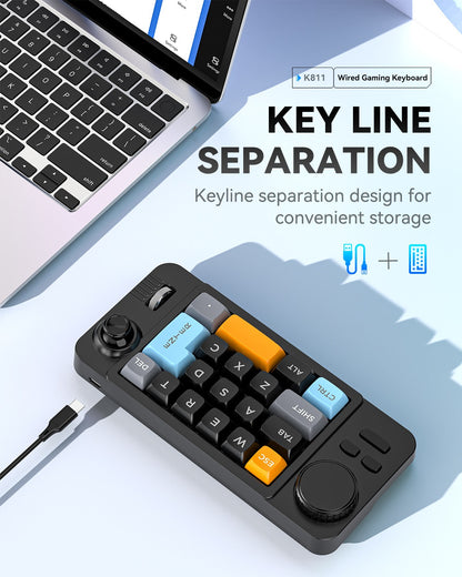 Meenova K811 19-Key Wired Mechanical Macro Keypad with Hot-Swappable Switches, Programmable Knob, Joystick, Scroll Wheel & RGB Lighting