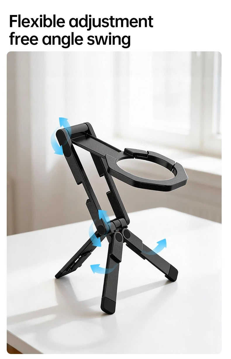 Meenova Foldable Magnetic Phone Tripod, Dual-Sided Magnet Zinc Alloy MagSafe Phone Holder, Pocket-Sized Portable Phone Stand for Live Streaming, Vlogging, Travel, Gym