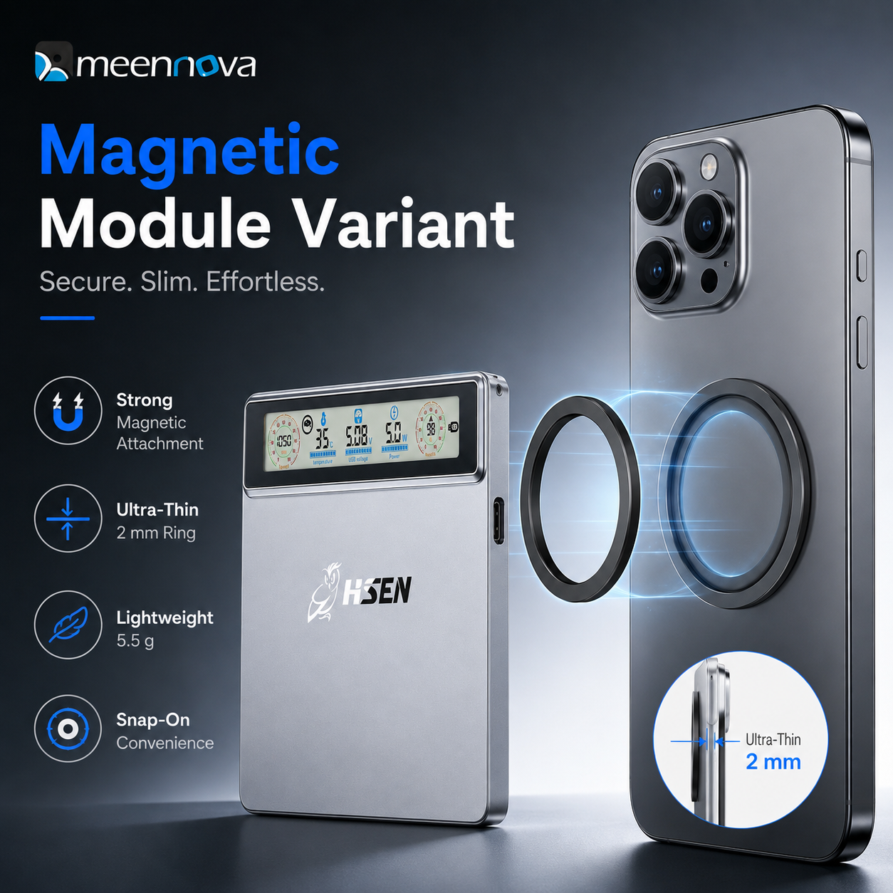 Meenova Smart Display M.2 NVMe SSD Enclosure, USB 3.2 Gen 2 10Gbps, Real-Time Speed, Health & Temperature Monitor, CNC Aluminum, 2230/2242/2260/2280