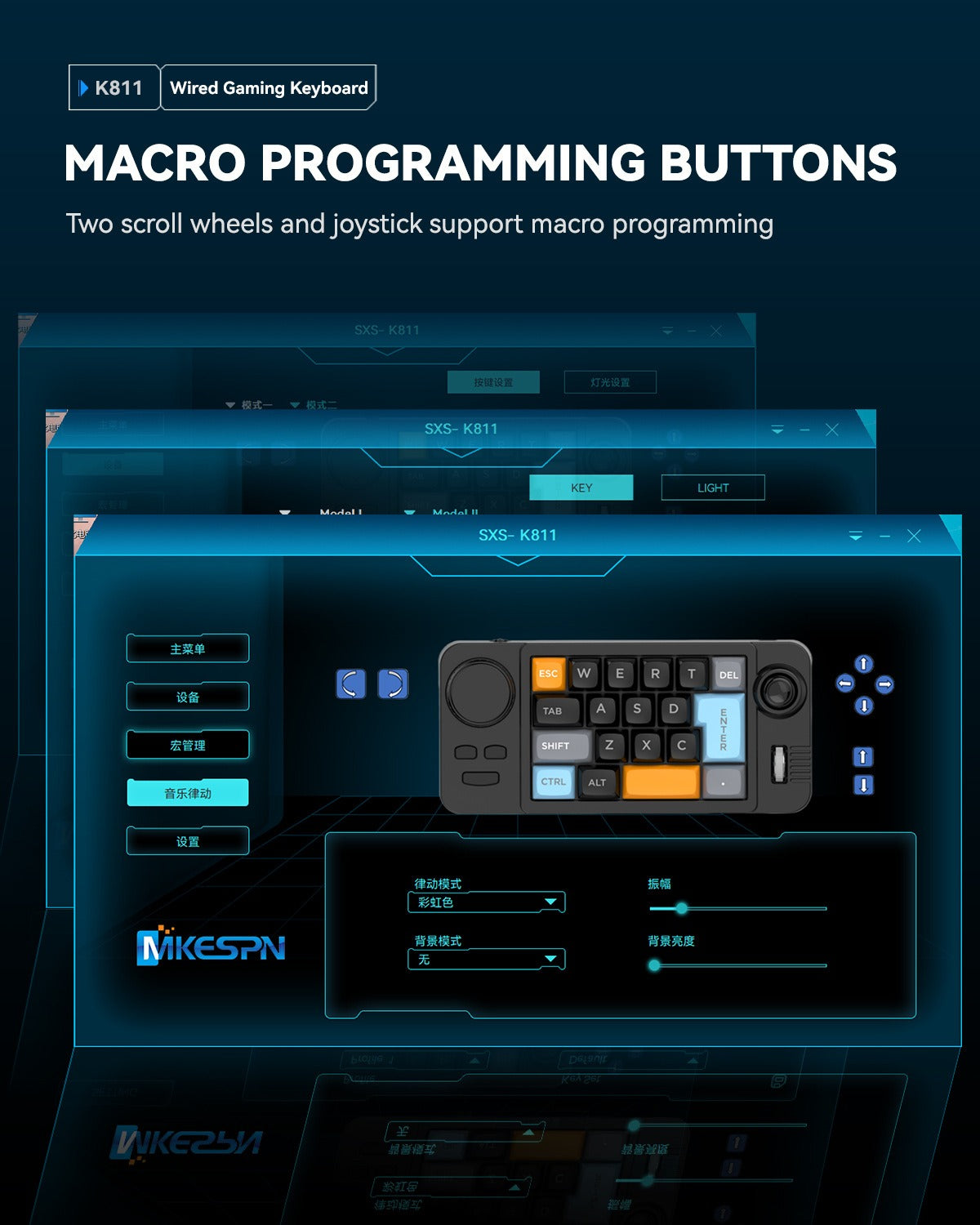 Meenova K811 19-Key Wired Mechanical Macro Keypad with Hot-Swappable Switches, Programmable Knob, Joystick, Scroll Wheel & RGB Lighting