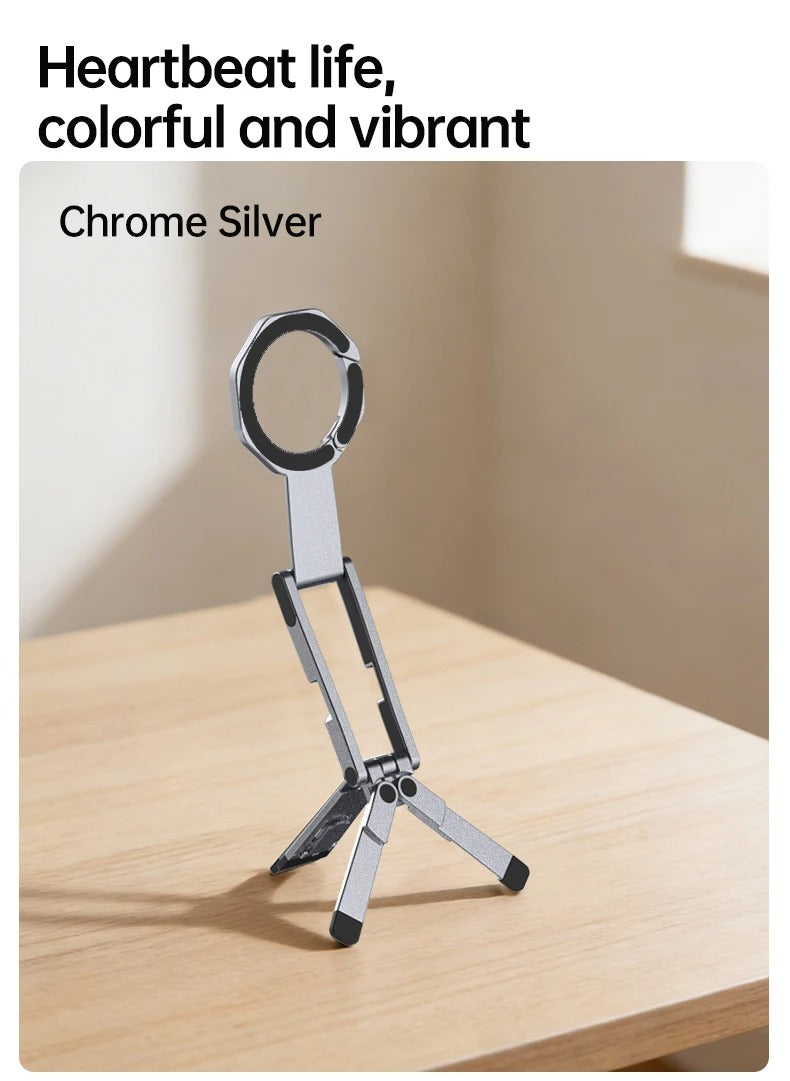 Meenova Foldable Magnetic Phone Tripod, Dual-Sided Magnet Zinc Alloy MagSafe Phone Holder, Pocket-Sized Portable Phone Stand for Live Streaming, Vlogging, Travel, Gym