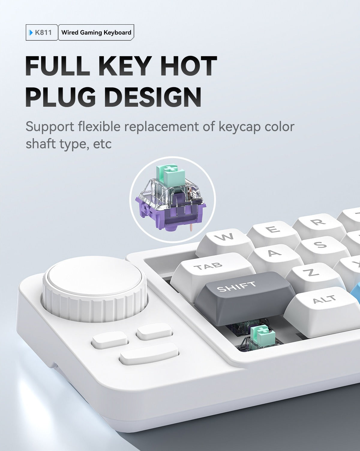 Meenova K811 19-Key Wired Mechanical Macro Keypad with Hot-Swappable Switches, Programmable Knob, Joystick, Scroll Wheel & RGB Lighting