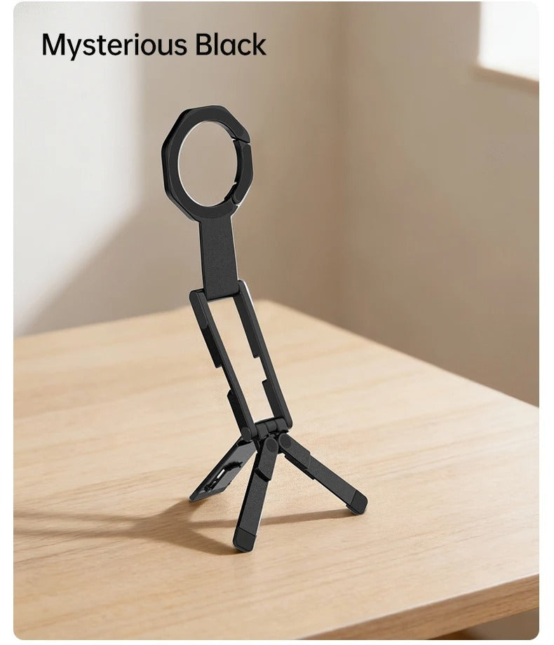 Meenova Foldable Magnetic Phone Tripod, Dual-Sided Magnet Zinc Alloy MagSafe Phone Holder, Pocket-Sized Portable Phone Stand for Live Streaming, Vlogging, Travel, Gym