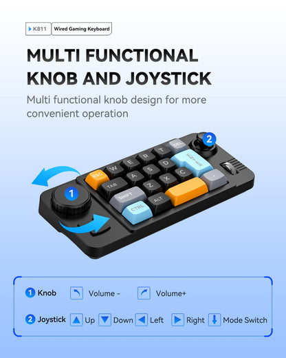 Meenova K811 19-Key Wired Mechanical Macro Keypad with Hot-Swappable Switches, Programmable Knob, Joystick, Scroll Wheel & RGB Lighting