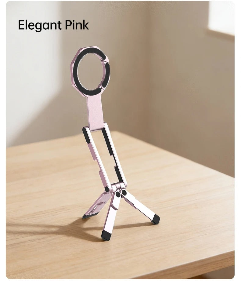Meenova Foldable Magnetic Phone Tripod, Dual-Sided Magnet Zinc Alloy MagSafe Phone Holder, Pocket-Sized Portable Phone Stand for Live Streaming, Vlogging, Travel, Gym