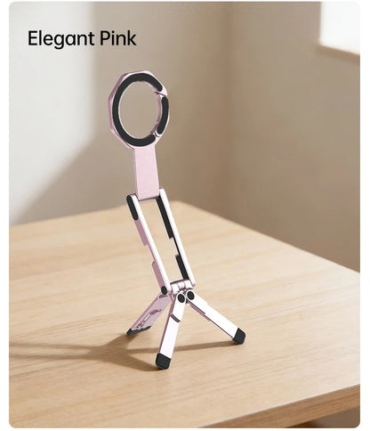 Meenova Foldable Magnetic Phone Tripod, Dual-Sided Magnet Zinc Alloy MagSafe Phone Holder, Pocket-Sized Portable Phone Stand for iPhone 18 Pro Max, iPhone Duo & Magnetic Phones, Live Streaming, Vlogging, Travel, Gym