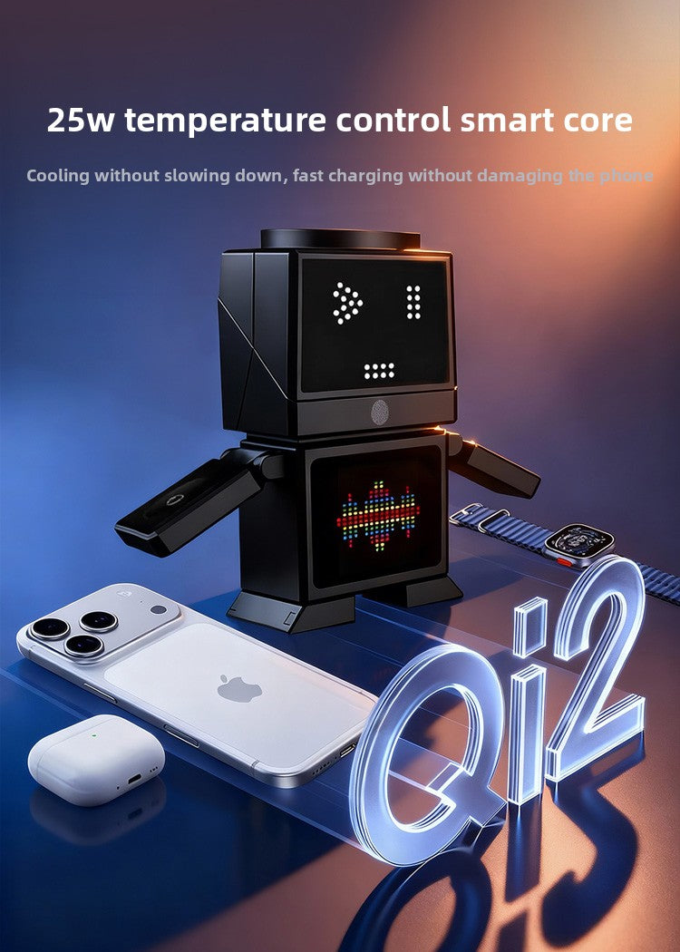 Meenova 25W 3-in-1 MagSafe Wireless Charging Station with Motorized Rotating Stand, Cooling Function, Magnetic Charger for iPhone Apple Watch AirPods