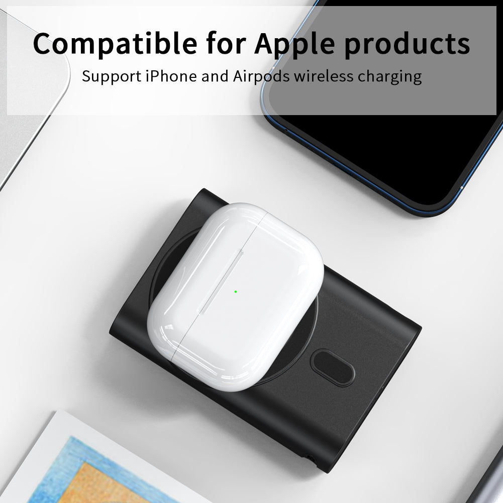 Meenova 3-in-1 Magnetic Wireless Charging Power Bank 5200mAh with Dock & Built-in Type-C Cable