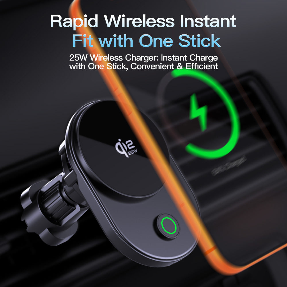 Meenova Qi2.2 25W Magnetic Wireless Car Charger with Active Cooling, 360° Rotating Mount & Strong Magnetic Hold