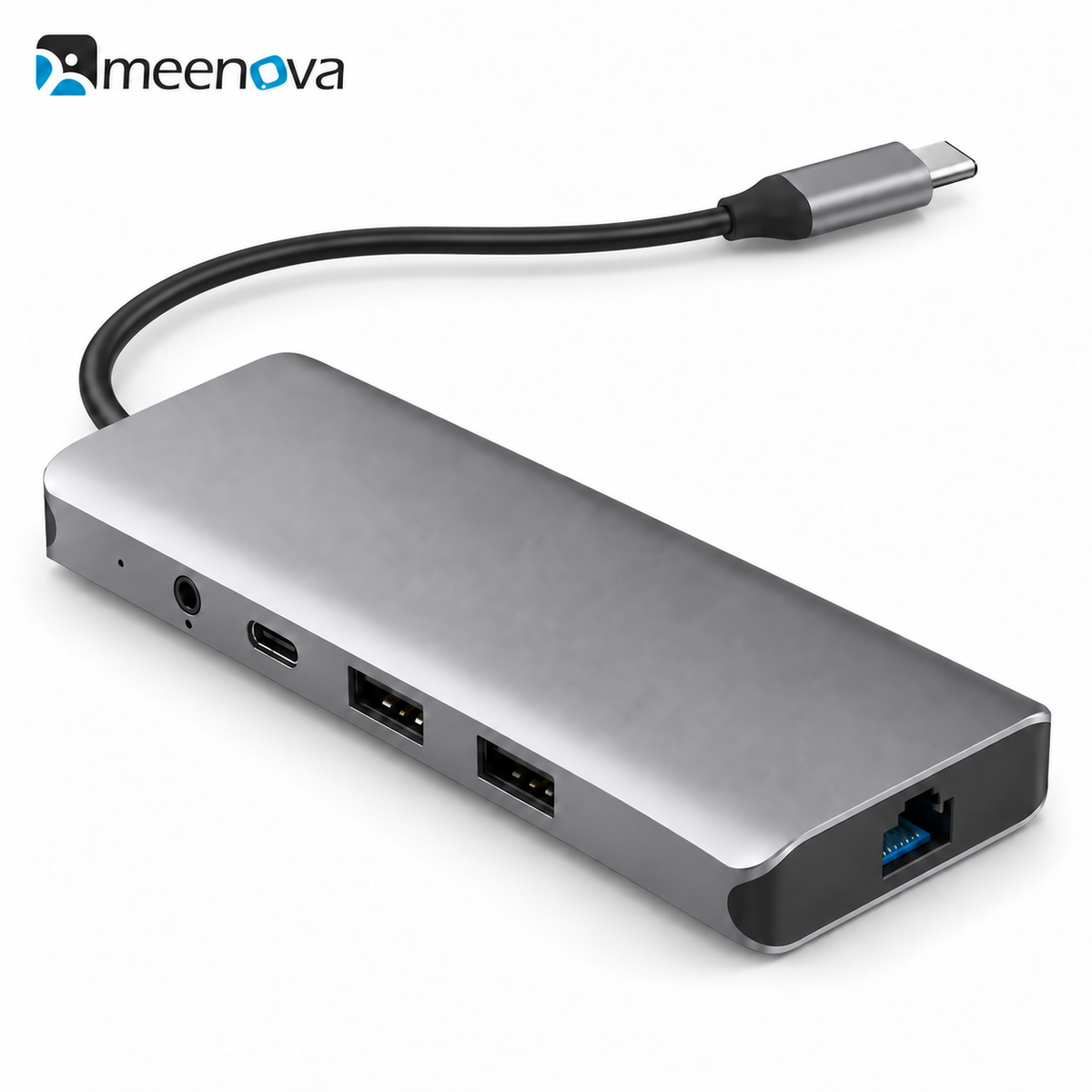 Meenova 10-in-1 USB-C Hub Docking Station, Dual Display, Up to 8K HDMI, 100W PD, 5Gbps USB-A/USB-C, Gigabit Ethernet, SD/microSD Card Reader & 3.5mm Audio, Dual HDMI or HDMI + DisplayPort