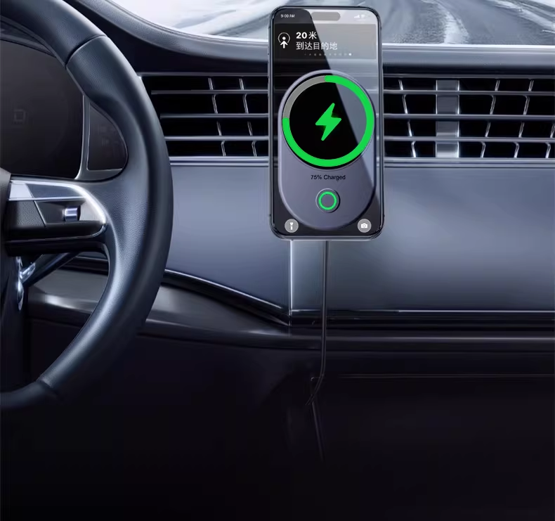 Meenova Qi2.2 25W Magnetic Wireless Car Charger with Active Cooling, 360° Rotating Mount & Strong Magnetic Hold