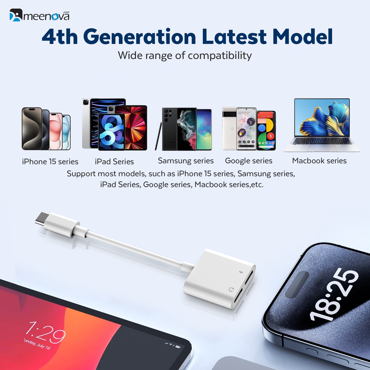 USB-C Splitter 1 in 2 Out for USB C Headphones and Charging 60W, Dual Type C Headphone Adapter for iPhone 15 16 iPad Samsung S24 Tab S