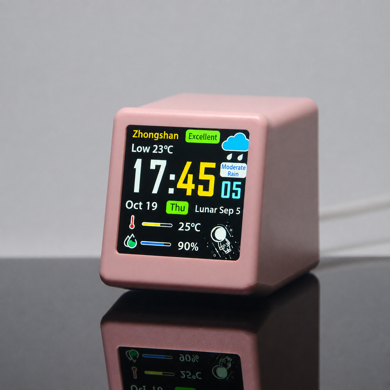 Meenova Smart Pixel WiFi Desktop Clock with Weather, Custom GIF Animation, Photo Album, Countdown Timer & Multi-Theme Display