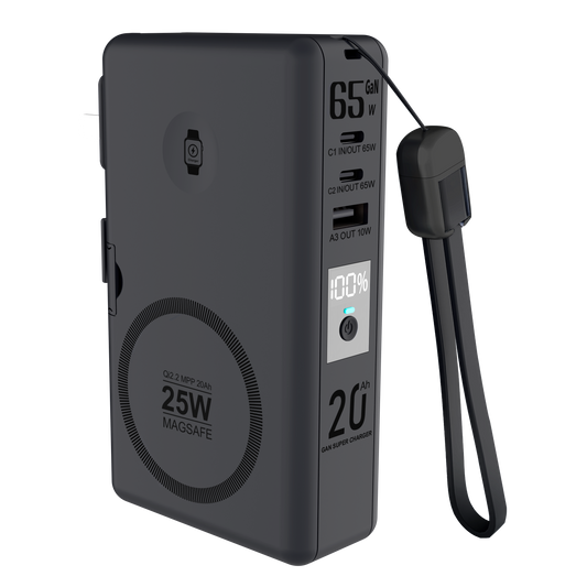 Meenova SolidPower T20 6-in-1 Qi2 MagSafe 25W Power Bank & 65W GaN Travel Charger, 20,000mAh Magnetic Solid-State Battery