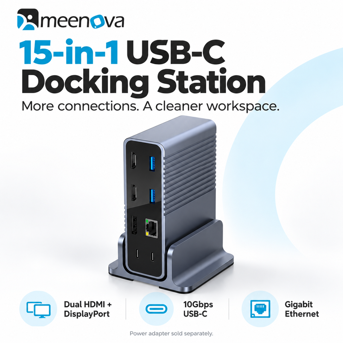 Meenova 15-in-1 USB-C Docking Station with Dual HDMI, DisplayPort & 10Gbps USB-C