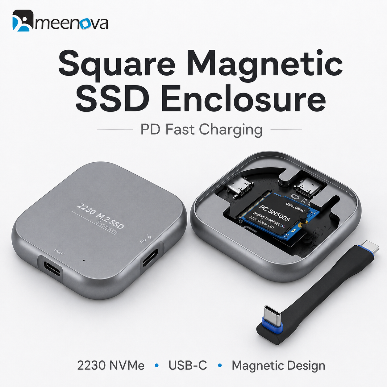 meenova Magnetic Snap-On Storage Series – 2230 M.2 NVMe SSD Enclosure / Magnetic Card Reader